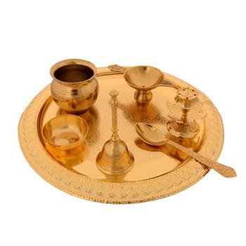 German Silver Exquisite Pooja Thali with Velvet Box 4