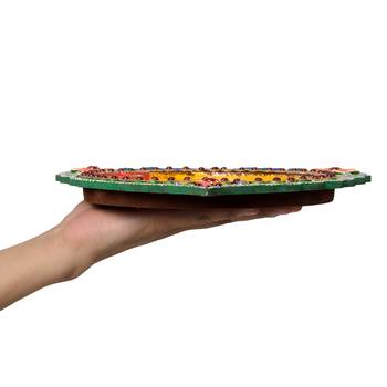 Wooden Papier Mache Designer Leaf Shape Pooja Thali 3