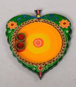 Wooden Papier Mache Designer Leaf Shape Pooja Thali