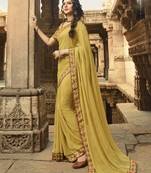 Light Mustard Printed Georgette Saree With Blouse
