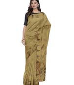Green plain silk blend saree with blouse