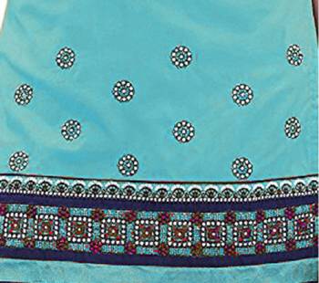 Sky Blue embroidered cotton unctitched salwar with dupatta 5