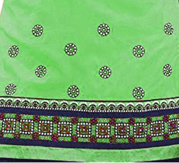 Pretty Parrot Green embroidered cotton unstitched salwar with dupatta 5
