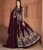 Magenta Butterfly Net Heavy Embroidery Designer Anarkali Suit