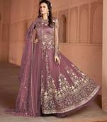 Soft Pink Butterfly Net Heavy Embroidery Designer Anarkali Suit