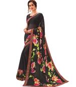 Black printed georgette saree with blouse