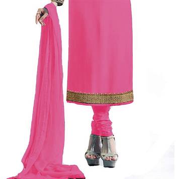 pink embroidered georgette unstitched salwar with dupatta 3