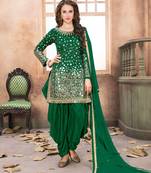 Dark Green Taffeta Silk Patiala Suit