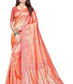 Peach Woven Bararasi Saree With Blouse