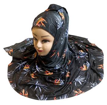 Justkartit Women'S Islamic Wear Jersey Stretchable Material Printed Hijab Scarf Dupatta 1