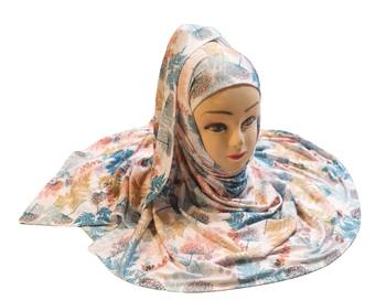 Justkartit Women'S Jersey Stretchable Material Printed Hijab Scarf Dupatta 5