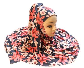 Justkartit Women'S Floral Printed Jersey Stretchable Material Printed Hijab Scarf Dupatta 2