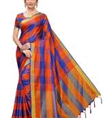 Multicolor woven cotton silk saree with blouse