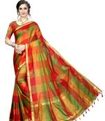 Multicolor woven cotton silk saree with blouse