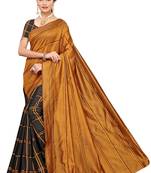 Mustard woven cotton silk saree with blouse
