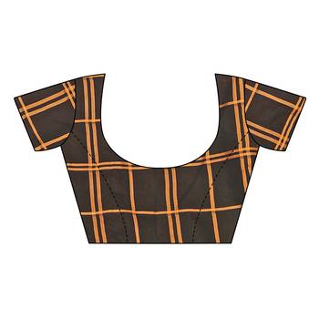 Mustard woven cotton silk saree with blouse 5