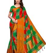 Multicolor woven cotton silk saree with blouse