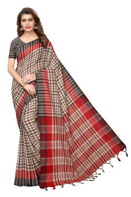 Multicolor woven cotton silk saree with blouse 1