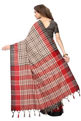 Multicolor woven cotton silk saree with blouse 4