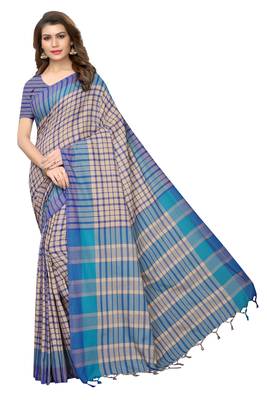 Multicolor woven cotton silk saree with blouse 1