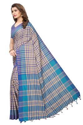Multicolor woven cotton silk saree with blouse 2