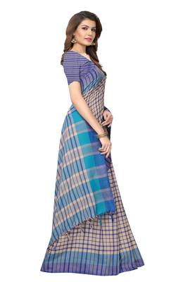 Multicolor woven cotton silk saree with blouse 3