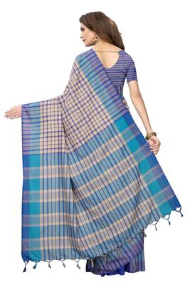 Multicolor woven cotton silk saree with blouse 4