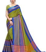 Mehendi woven cotton silk saree with blouse