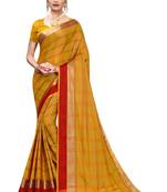 Yellow woven cotton silk saree with blouse