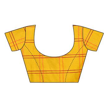 Yellow woven cotton silk saree with blouse 5