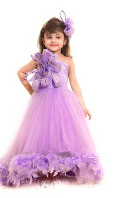 Purple plain net kids-girl-gowns 1