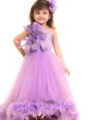 Purple plain net kids-girl-gowns