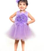 Purple plain net kids-frocks