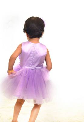 Purple plain net kids-frocks 2