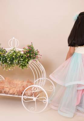 Pink plain dupion silk kids-girl-gowns 2