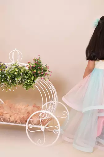 Pink plain dupion silk kids-girl-gowns