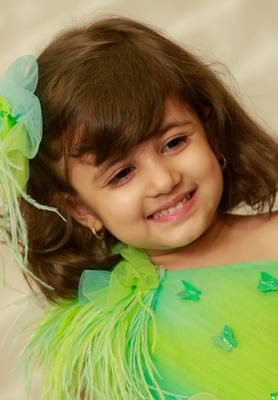 Green plain dupion silk kids-girl-gowns 4