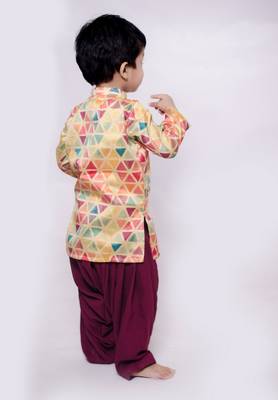 Multicolor printed cotton silk boys-kurta-patiala 2