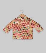 Multicolor printed art silk boys-indo-western-dress