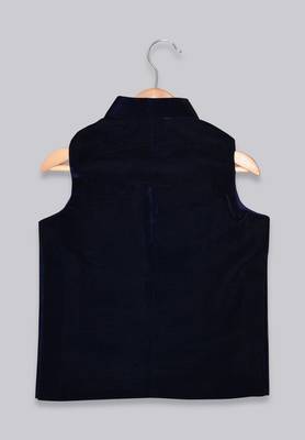 Blue embroidered velvet boys-nehru-jacket 2