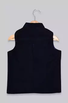 Blue embroidered velvet boys-nehru-jacket