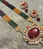 Multi Color Semi Precious Beads  Kundan Necklace Sets