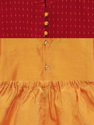 Gold plain polyester boys-kurta-pyjama 5