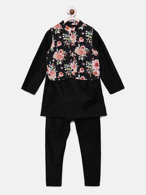 Black plain polyester boys-kurta-pyjama 1