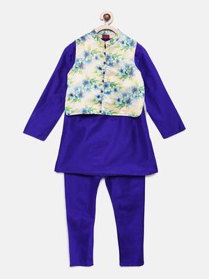 Blue plain polyester boys-kurta-pyjama 1
