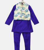 Blue plain polyester boys-kurta-pyjama