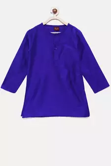 Blue plain polyester boys-kurta-pyjama