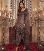 Brown embroidered chiffon salwar