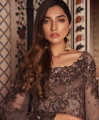 Brown embroidered chiffon salwar 2