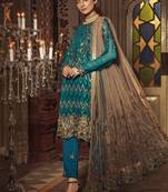 Blue embroidered chiffon salwar